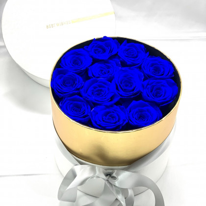 Rosa eterna azul en caja de regalo original