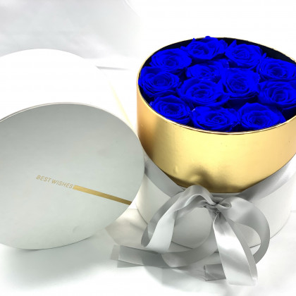 Rosa eterna azul en caja de regalo original