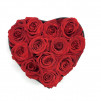 12 Rosas eternas Rojas en caja bombonera negra en forma de corazón. Rosas naturales preservadas.