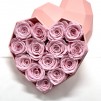 14 Rosas Rosa eternas en caja corazón de color blanco. Rosas de tacto natural y primera calidad.