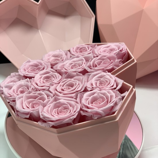 22 Rosas rosa eternas en caja forma corazón - Regalo Enamorados original,  Cajas En Forma De Corazón Para Flores