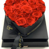 16 Rosas rojas preservadas en caja joyero formando un corazón. Regalo romántico para ella.