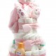 Tarta de pañales DODOT y Neceser NENUCO 3 pisos niña Tarta pañales DODOT Sensitive Talla 2 con Neceser NENUCO rosa