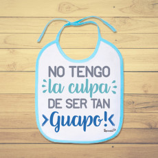 Divertido babero para niño personalizado de bebe con frase original y graciosa