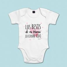 Body manga corta/larga 100% algodón de bebé porque mamá lo cura todo con sus besos