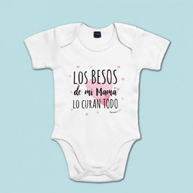 Body manga corta/larga 100% algodón de bebé porque mamá lo cura todo con sus besos