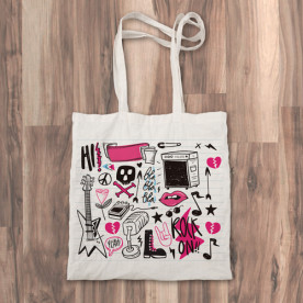 Bolso de tela "tote bag" de estilo rockero