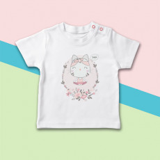 Camiseta manga corta de bebé con dibujo de gatita haciendo Yoga
