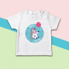 Camiseta manga corta de bebé con dibujo de unicornio molón