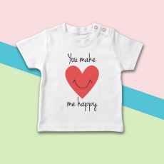 Camiseta de bebé de manga corta con dibujo de corazón sonriente
