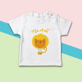 Camiseta para bebé de manga corta con dibujo de león gatuno