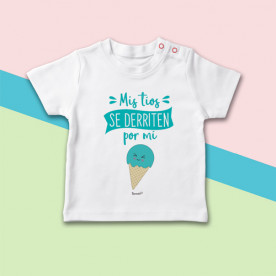 Camiseta para bebé con dibujo de helado y frase original para tíos que se derriten por sus sobrinos.