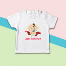 Camiseta para bebé niño de manga corta con dibujo de súper héroe