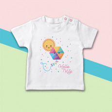 Camiseta para bebé de manga corta con dibujo de cometa y sol para el verano