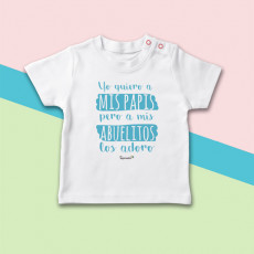 Camiseta manga corta de bebé con frase divertida y original, especial para los abuelos