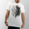 Camiseta unisex blanca manga corta para chico y chica, modelo básico y extra largo con dibujo de León