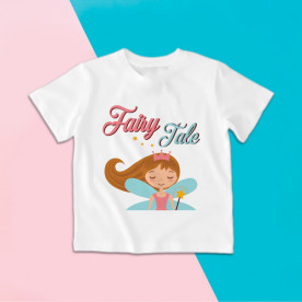 Camiseta para niña de manga corta con dibujo de princesa de cuento