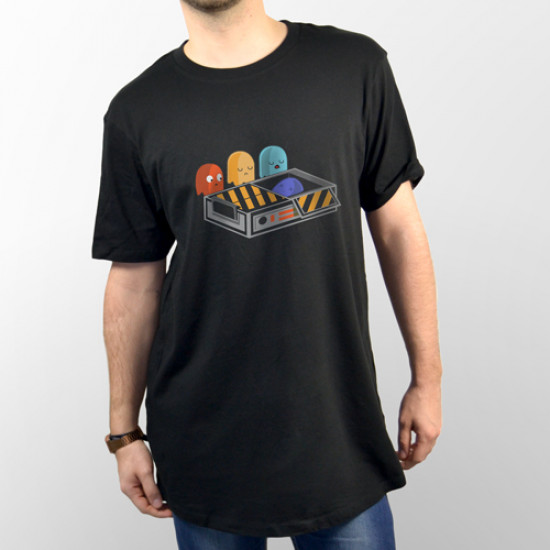 Sabor srl Camiseta de videojuego Pac-Man Insert Coin con impresión frontal 100% algodón unisex negro mangas cortas Producto con licencia oficial tallas de adulto niño 
