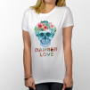 Camiseta para chica de manga corta con dibujo de calavera con flores