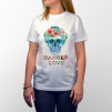 Camiseta para chica de manga corta con dibujo de calavera con flores