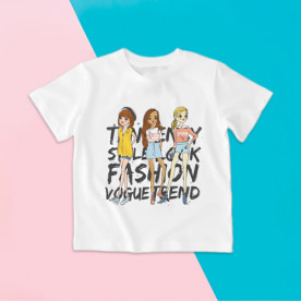 Camiseta para niña de manga corta con diseño de niñas fashion