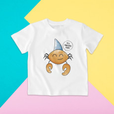 Camiseta para niño y para niña de manga corta con dibujo de cangrejo