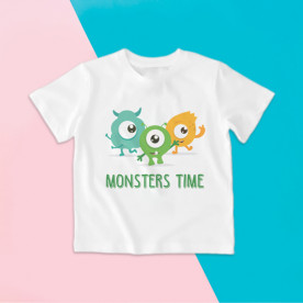 Camiseta para niña y niño de manga corta con dibujo de monstruitos divertidos