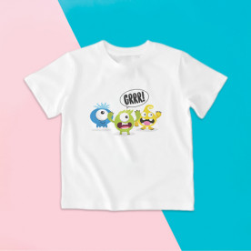 Camiseta para niña y niño de manga corta con dibujo de monstruitos divertidos