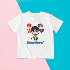 Camiseta para niño con dibujo de superhéroes