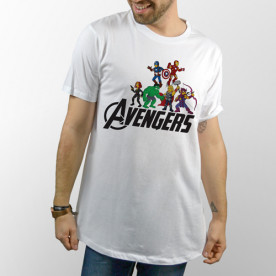 Camiseta unisex manga corta para chico y chica, modelo básico y extra largo con dibujo los Vengadores versión Simpsons