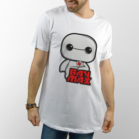 Divertida camiseta blanca de manga corta unisex con Baymax infantil con piruleta