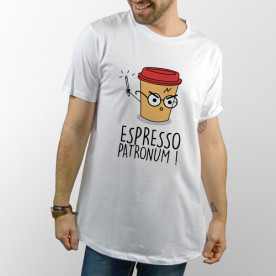 Camiseta blanca divertida de manga corta unisex con dibujo de Harry Potter con su Expecto patronum