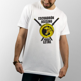 Camiseta unisex blanca de manga corta con dibujo del Escuadrón asesino Víbora Letal de Kill Bill