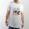 Camiseta blanca de manga corta unisex con Baymax abrazando a Chewbacca