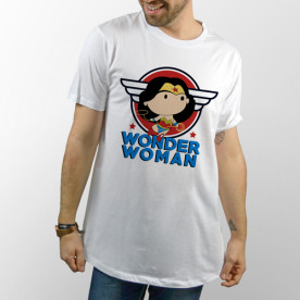 Camiseta para chico y chica de manga corta, modelo básico y extra largo con dibujo divertido de Wonder Woman