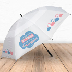 Paraguas antiviento con frase positiva
