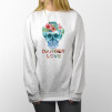 Sudadera unisex con diseño de una calavera con flores.