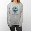 Sudadera unisex con diseño de una calavera con flores.