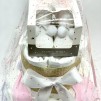 Tarta de 3 pisos para reci&eacute;n nacido con ropa beb&eacute; ROSA y BLANCA y patucos a conjunto