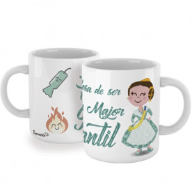 Taza  personalizada con mensaje divertido para las falleras mayores infantiles.