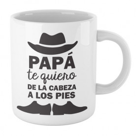 Taza de cerámica con mensaje alegre y motivador para hacer un regalo original a papá.