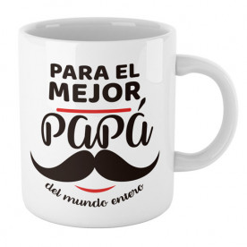 Taza de cerámica con mensaje alegre y motivador para hacer un regalo original a papá.