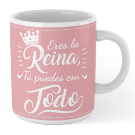 Taza de cerámica con frase súper alegre y motivadora para hacer un regalo original a esa persona tan especial.