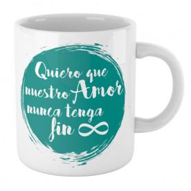 Taza cerámica con frase romántica para tener un detalle original con esa persona tan especial.