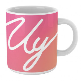 Taza cerámica de colores con frase típica del youtuber Uy Albert! y logo blanco