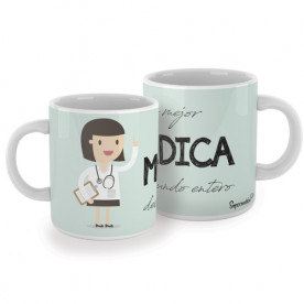 Taza para médicas. ¡El regalo perfecto para la mejor médica del mundo entero! Un gran aliado en las largas jornadas de guardia